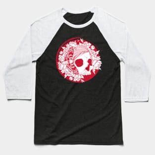 Red Rose floral skull female Baseball T-Shirt